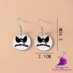 Stainless Steel Halloween Pumpkin Pattern Pendant Earrings