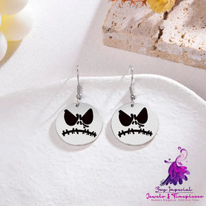 Stainless Steel Halloween Pumpkin Pattern Pendant Earrings