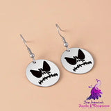 Stainless Steel Halloween Pumpkin Pattern Pendant Earrings