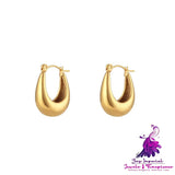 New Stainless Steel Hollow Glossy Thick U-shaped Earrings