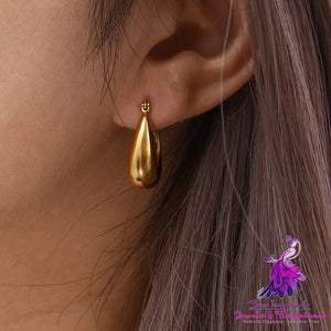 New Stainless Steel Hollow Glossy Thick U-shaped Earrings