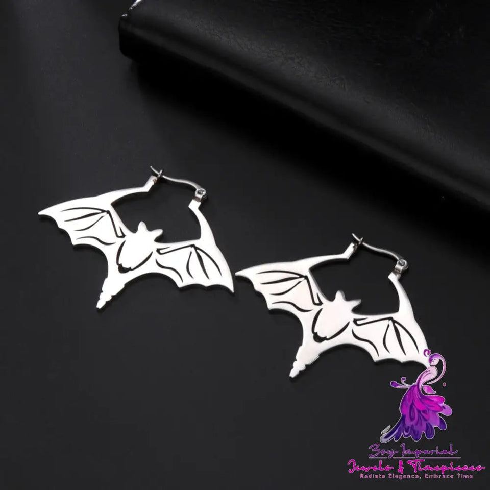 Titanium Steel Cut Bat Earrings