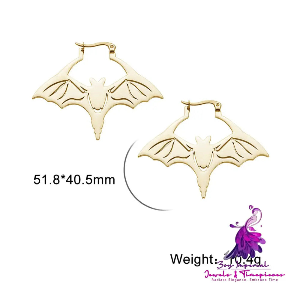 Titanium Steel Cut Bat Earrings