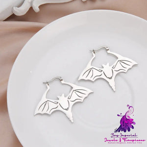 Titanium Steel Cut Bat Earrings