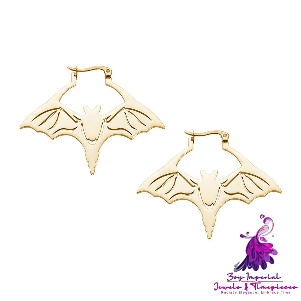 Titanium Steel Cut Bat Earrings