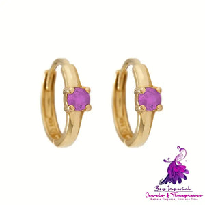 Inlaid Color Zirconia Earrings