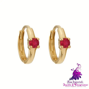 Inlaid Color Zirconia Earrings