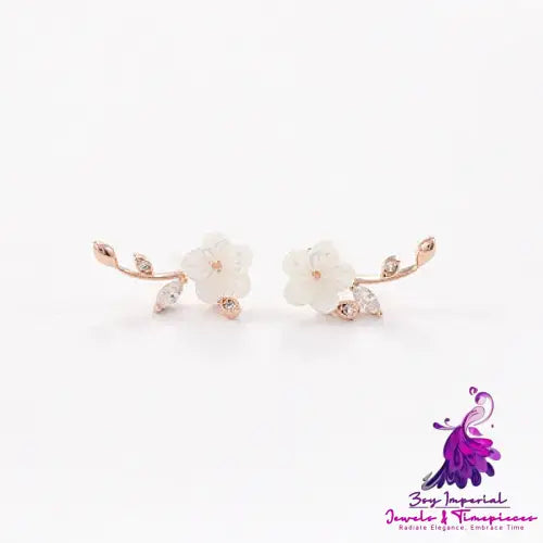 Classic Korean Shell Sterling Silver Needle Earrings