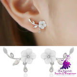 Classic Korean Shell Sterling Silver Needle Earrings