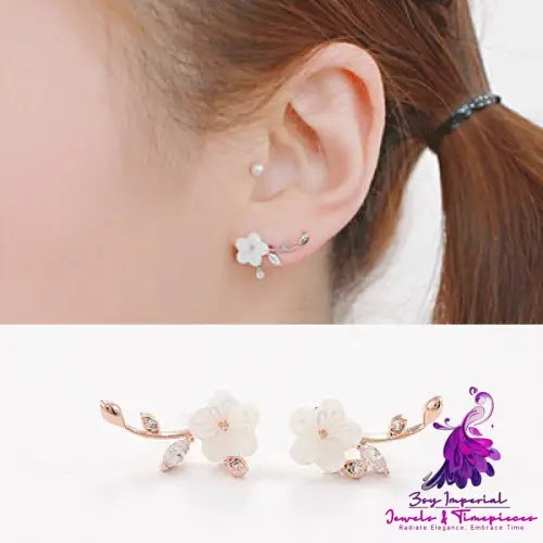 Classic Korean Shell Sterling Silver Needle Earrings