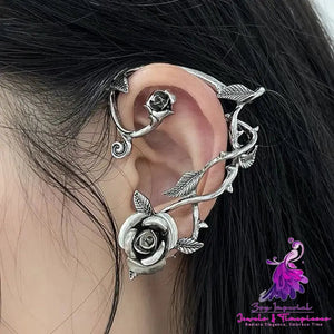 Metal Rose Earrings With Wrapped Ears