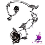 Metal Rose Earrings With Wrapped Ears