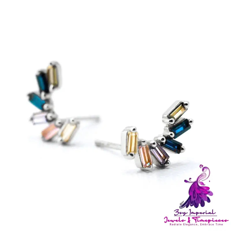 Silver Needle Minimalist Mix And Match Color Zircon Earrings