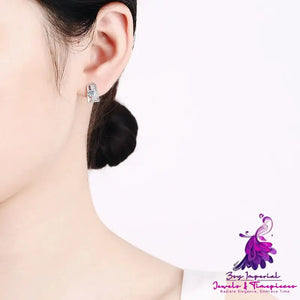Sterling Silver Rectangular Earrings Moissanite