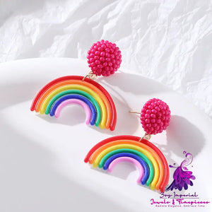 Rainbow Rice Bead Earrings