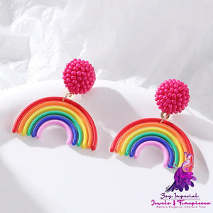 Rainbow Rice Bead Earrings