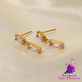 Titanium Steel Earrings Women’s 18K Gold Rectangle