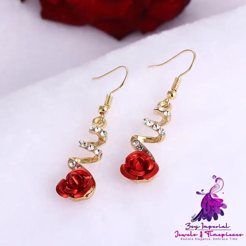 Vintage Rose Drop Earrings