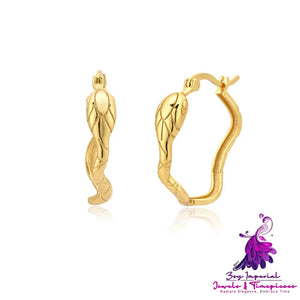 S925 Sterling Silver Large Ring Snake Earrings