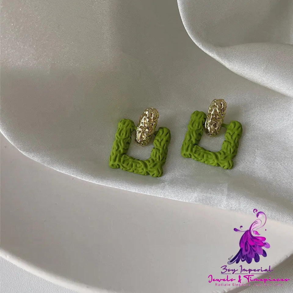 Women’s Fashion Simple Silver Needle Avocado Green Stud