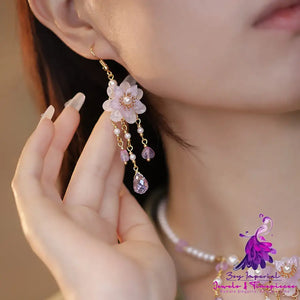 Tassel Long Flower Earrings