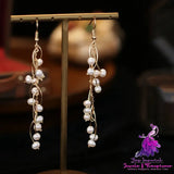 Long Tassel Pearl Earrings