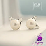 Cat Ears Freshwater Pearl Earrings