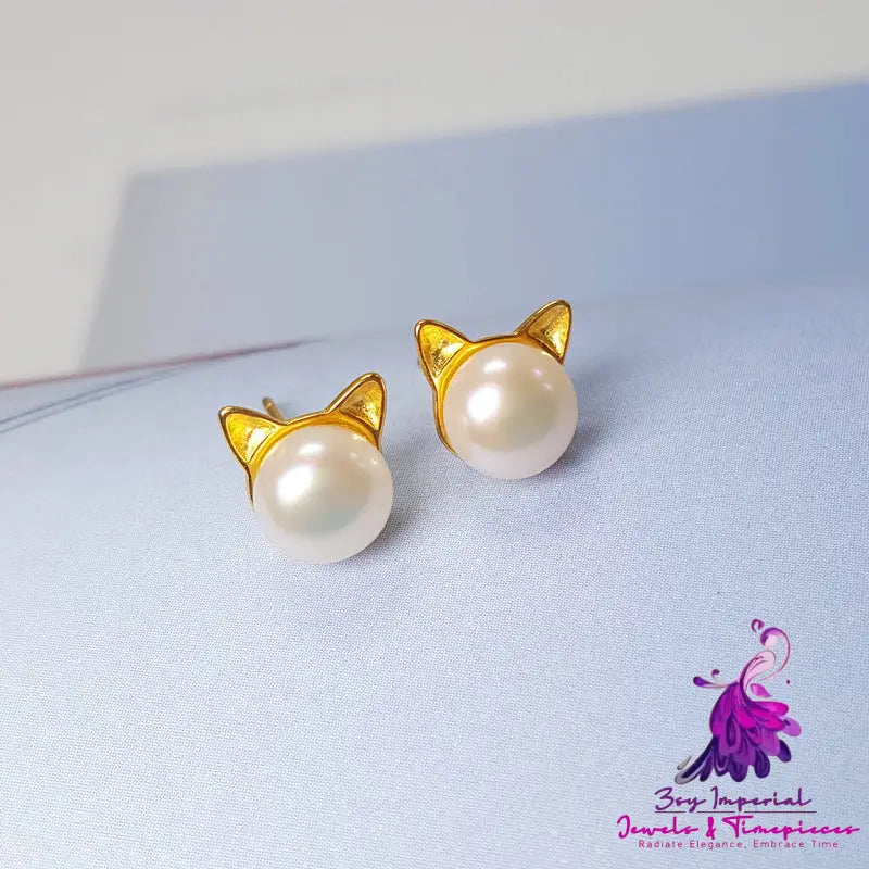 Cat Ears Freshwater Pearl Earrings