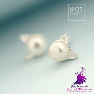 Cat Ears Freshwater Pearl Earrings