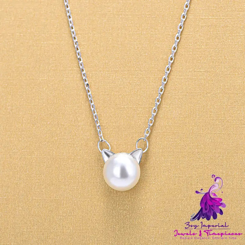 Pearl Cat Ears Short Necklace