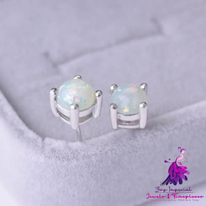 Opal Eight Claw Inlaid Ear Studs