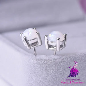 Opal Eight Claw Inlaid Ear Studs