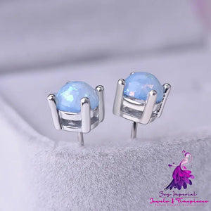 Opal Eight Claw Inlaid Ear Studs