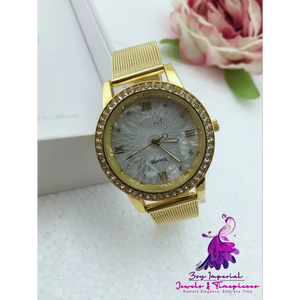 Gold Mesh Belt Women’s Electronic Watch