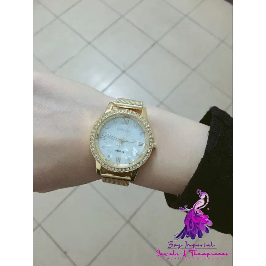 Gold Mesh Belt Women’s Electronic Watch