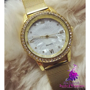 Gold Mesh Belt Women’s Electronic Watch