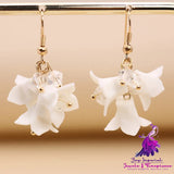 Handmade White Ceramic Flower Elegant Simple Earrings