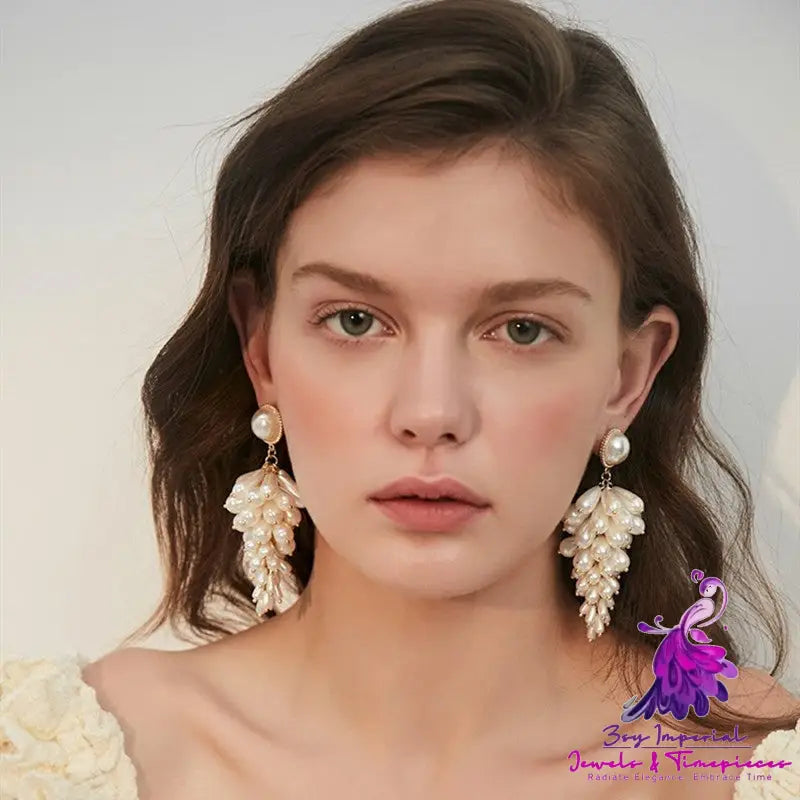 Elegant Imitation Pearl Tassel Earrings