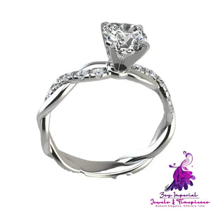 S925 Silver Twisted Round Engagement Ring