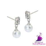 Elegant Rhinestone Pearl Stud Earrings