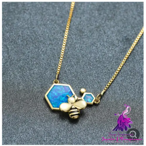 Luxury Blue Opal Pendant Necklace