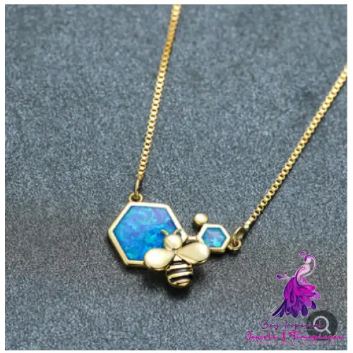 Luxury Blue Opal Pendant Necklace