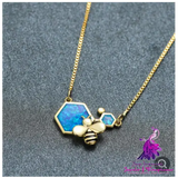 Luxury Blue Opal Pendant Necklace