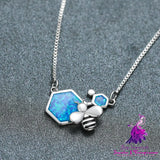 Luxury Blue Opal Pendant Necklace