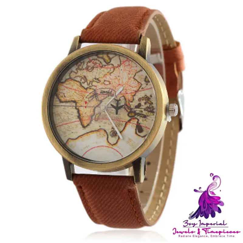 Lychee Leather Map Wind Watch