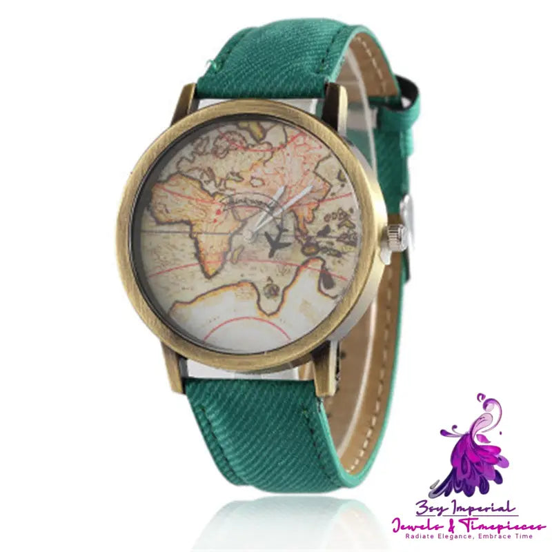 Lychee Leather Map Wind Watch