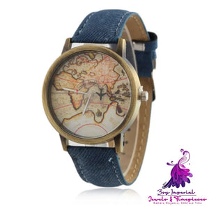 Lychee Leather Map Wind Watch