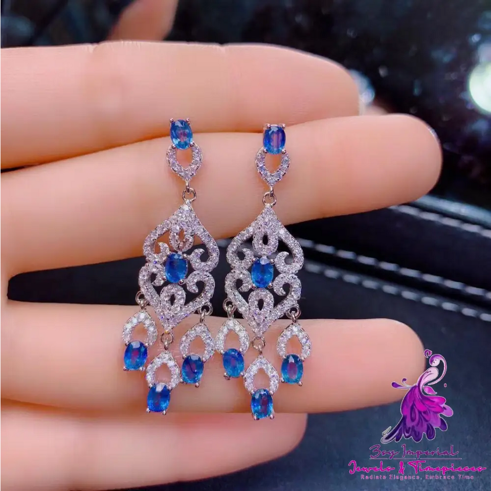 Natural Sapphire S925 Silver Earrings