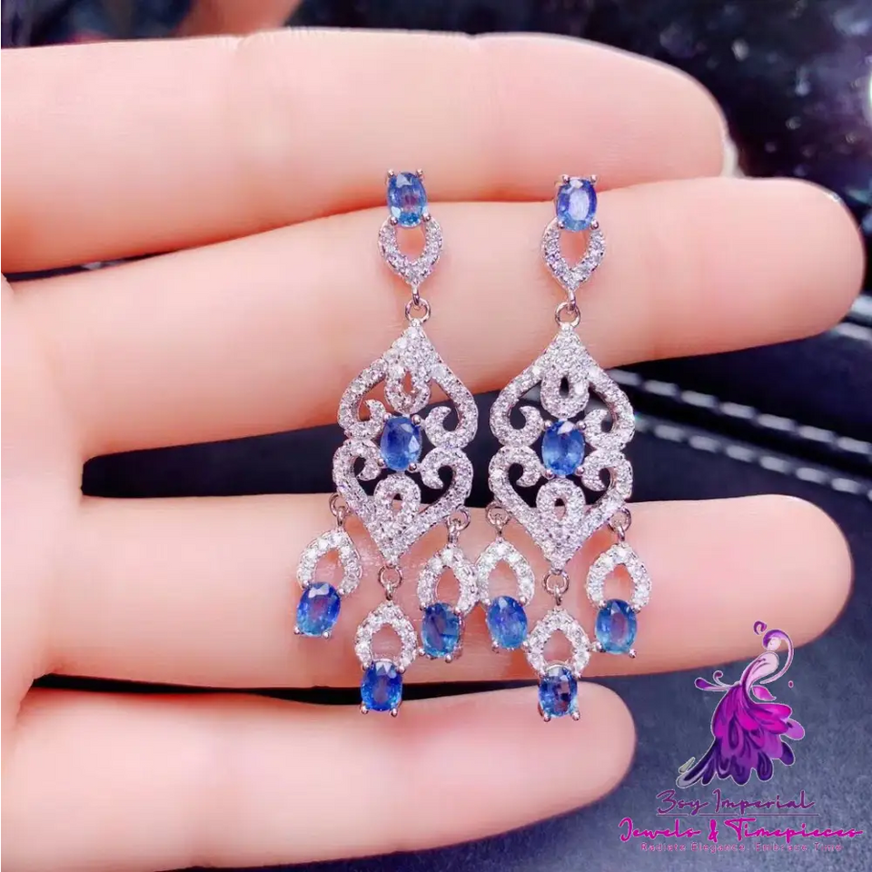 Natural Sapphire S925 Silver Earrings