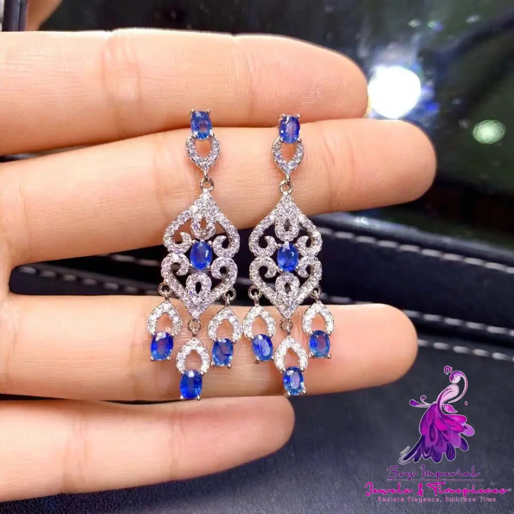 Natural Sapphire S925 Silver Earrings